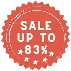 83% discount red sticker to use in your shop/restaurant or anything you want to sell.