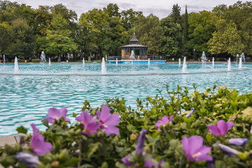 Obraz premium Singing fountains in Tsar Simeon park in Plovdiv city, Bulgaria