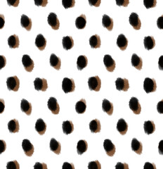 Seamless polka dots, animal texture, hand drawing.