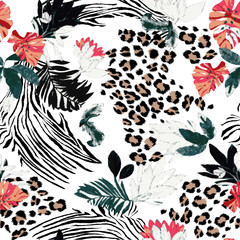 Obraz premium Seamless flowers pattern, modern floral design, textile design.