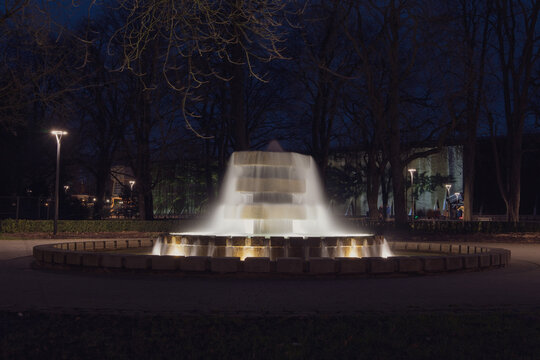A long exposure shot of fountain water in a park in the Bad Rothenfelde city of Germany
