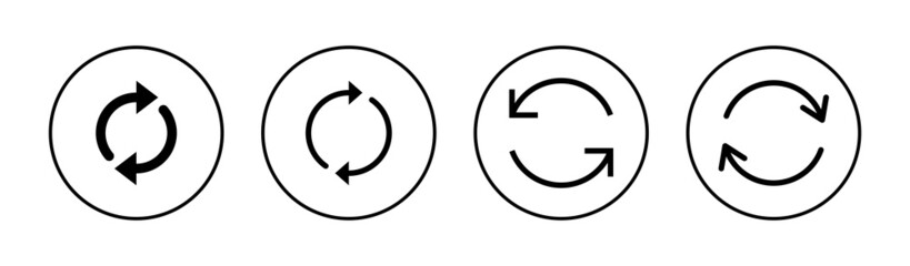 Refresh icons set. Reload sign and symbol. Update icon.