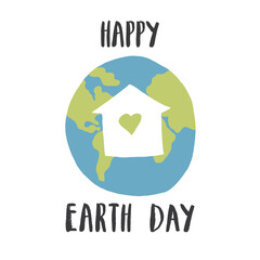 Earth Day celebration greeting card, Happy Earth Day lettering. Vector illustration