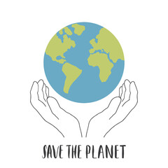 Save the planet card design, environment protection awareness poster. Vector illustration