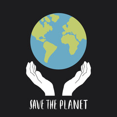 Save the planet card design, environment protection awareness poster. Vector illustration