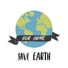 Save the planet card design, environment protection awareness poster. Vector illustration