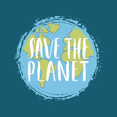 Save the planet card design, environment protection awareness poster. Vector illustration
