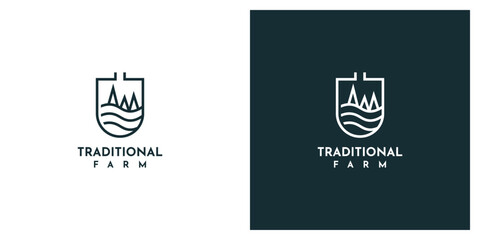 Traditional farm logo template design