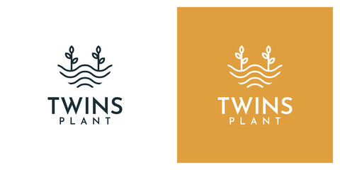 Twins plant logo template design