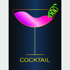 abstract minimal logo of a cocktail with lime peel on a dark background