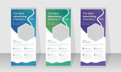 Modern pull up banner, roll up banner design template for business, corporate multicolor roll up banner and x banner design template.
