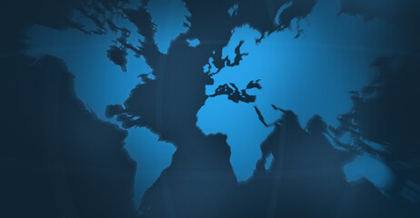 carte du monde, planisphère avec un zoom sur la région Europe, ambiance bleue