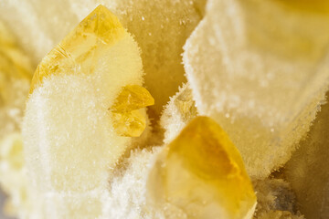 Drusen of citrine crystal with cactus growths.