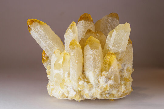 Drusen of citrine crystal with cactus growths.