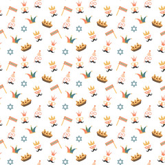 Purim seamless pattern. Traditional Jewish holiday background. vector illustration