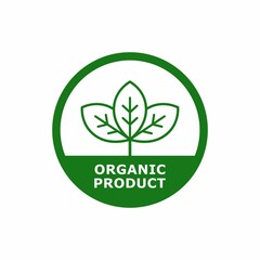 Organic product with leaf badge logo design. Suitable for product label, cosmetics, food, vegan, health and nature 