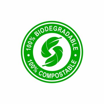 100% biodegradable and 100% compostable badge logo design. Suitable for business, web, nature, environment and product label