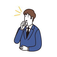 びっくりした表情をするスーツ姿のシンプルな男性のイラスト