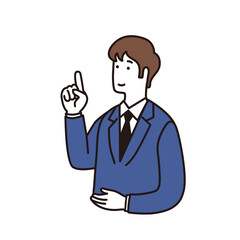 指差しをするスーツ姿のシンプルな男性のイラスト