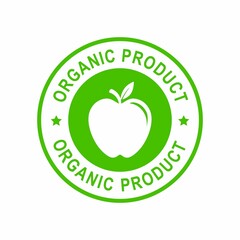 Organic product with apple badge logo template. Suitable for business, food, and product label