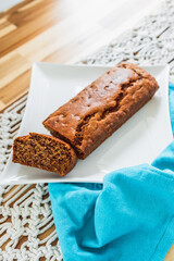vegan banana bread with cinnamon, healthy plant-based food