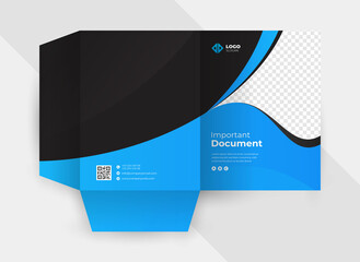 Business presentation folder template for corporate office with blue and black color - obrazy, fototapety, plakaty