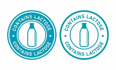 Fotobehang Contains lactose badge logo design © Nickpd