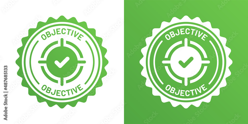 Poster Objective badge seal icon. Goal target symbol vector.