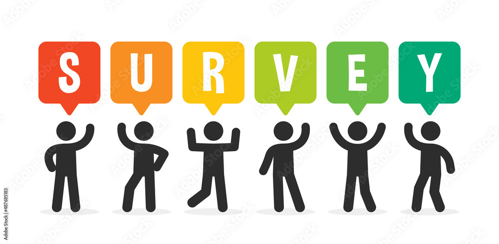 Aufkleber people with survey message icon vector isolated on white background. customer feedback concept.