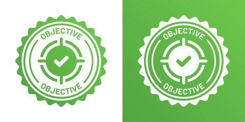 Objective badge seal icon. Goal target symbol vector.