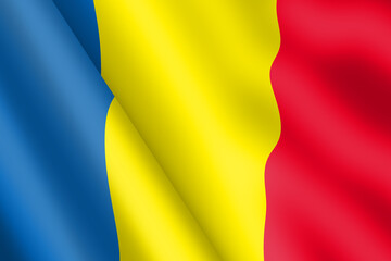 Romania waving flag 3d illustration wind ripple
