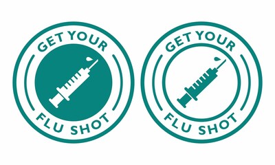 Get your flu shot badge logo design - obrazy, fototapety, plakaty