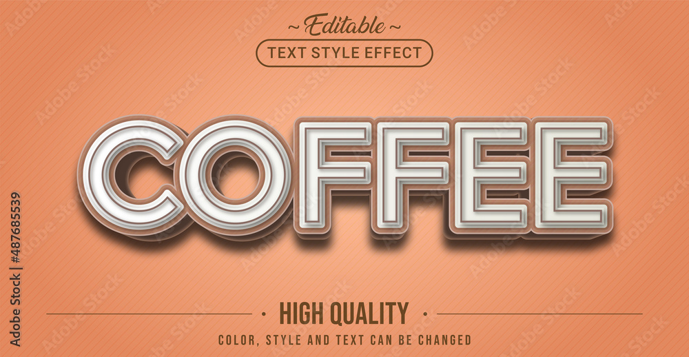 Aufkleber editable text style effect - coffee text style theme.