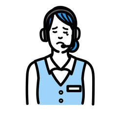 涙を流して悲しんでいるオペレーターの若い女性
