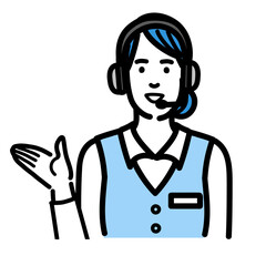 笑顔で説明をしているオペレーターの若い女性

