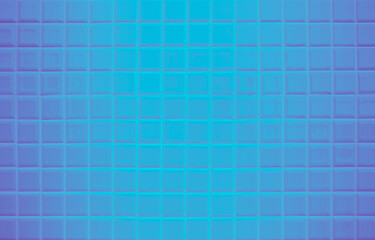 Neon glowing blank on blue tiled wall. Trendy classic color. Luminescent illuminated design wallpaper texture decoration. Modern seamless pattern empty for backdrop advertising banner poster or web.