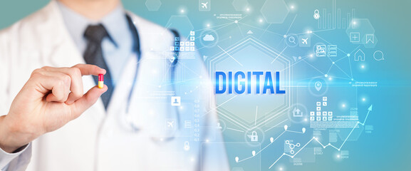 Doctor giving a pill