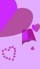 Pink background with hearts and clouds