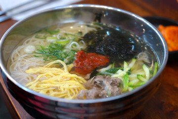 Banquet noodles with various garnish.