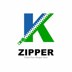 Letter K zipper logo vector design. Suitable for business, fashion design, initial name, poster, card and industry fashion symbol