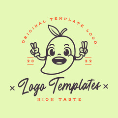 cute mango fruit cartoon character logo. cute character template logo. character logo. cute character template logo.