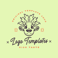 cute mustard greens cartoon character logo. cute character template logo.