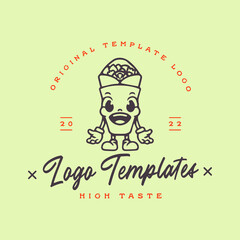 cute cartoon kebab character logo. cute character template logo.