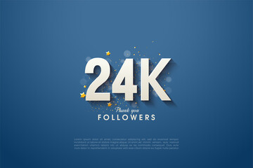 24k followers background with numbers illustration.