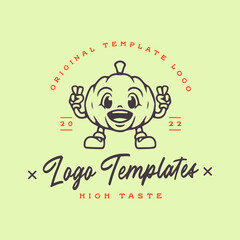 cute cartoon pumpkin character logo. cute character template logo.