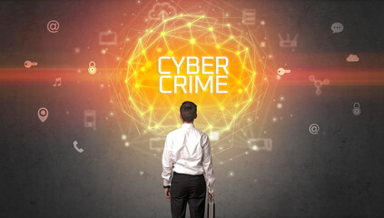 Rear view of a businessman, online security concept