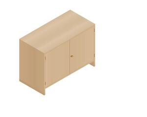 扉付収納のパース （扉クローズ）オーク、ナラ