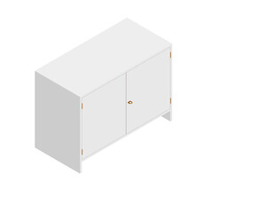 扉付収納のパース （扉クローズ）ホワイト