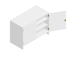 扉付収納のパース （片扉オープン）ホワイト