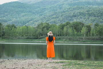 A Woman on lake